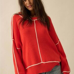 Promesa Red Contrast Stitch Sweater